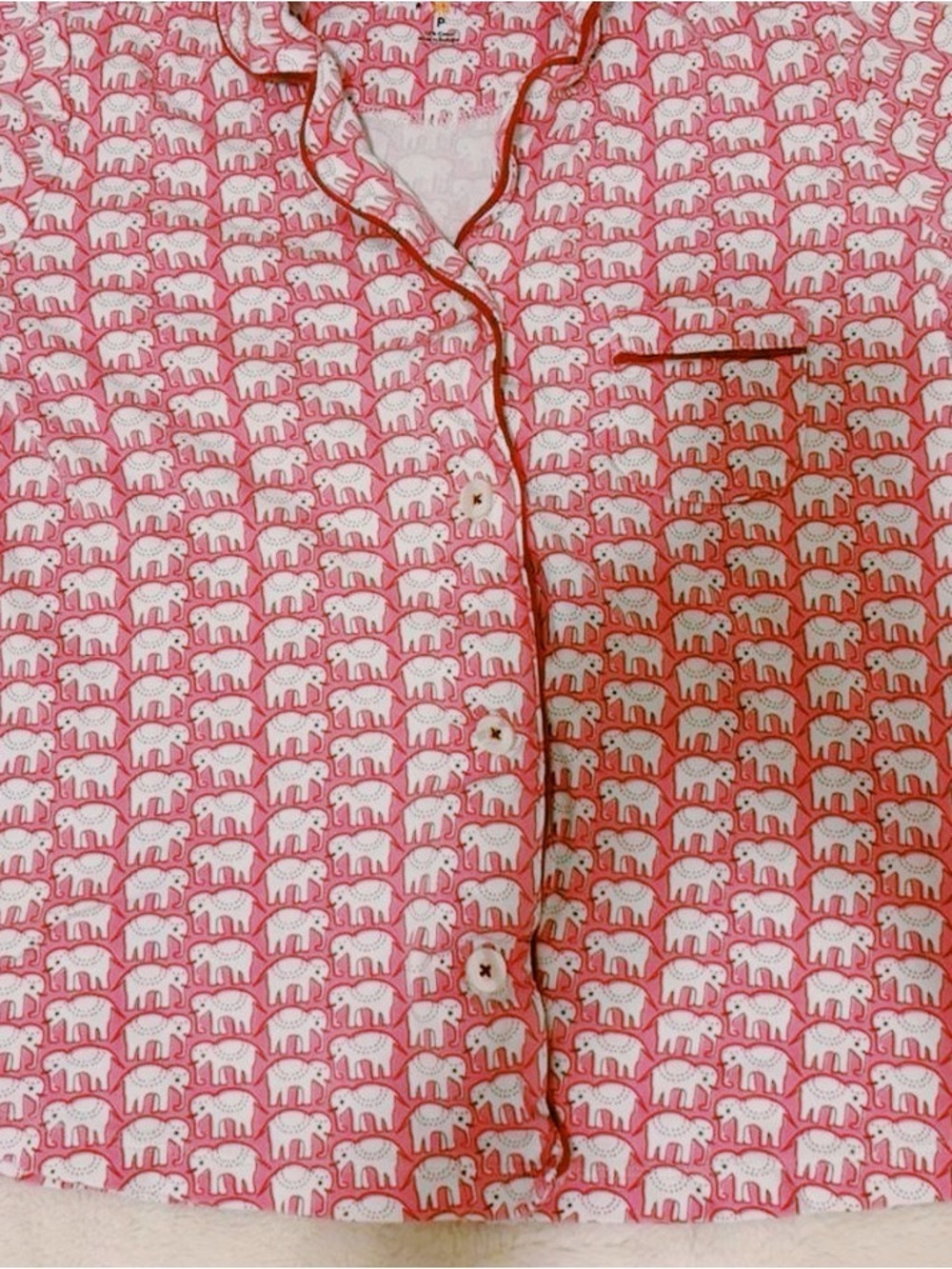 Pink Elephant Print Pajama Top
